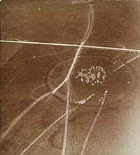 black and white aerial image of stonehenge